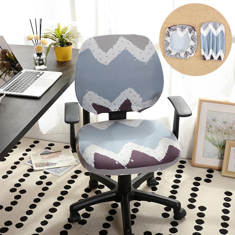 Universal Split Seat Cover Office Chair Cover Stretch Spandex Computer Anti-Dust Armchair Slipcovers Removable Seat Protector