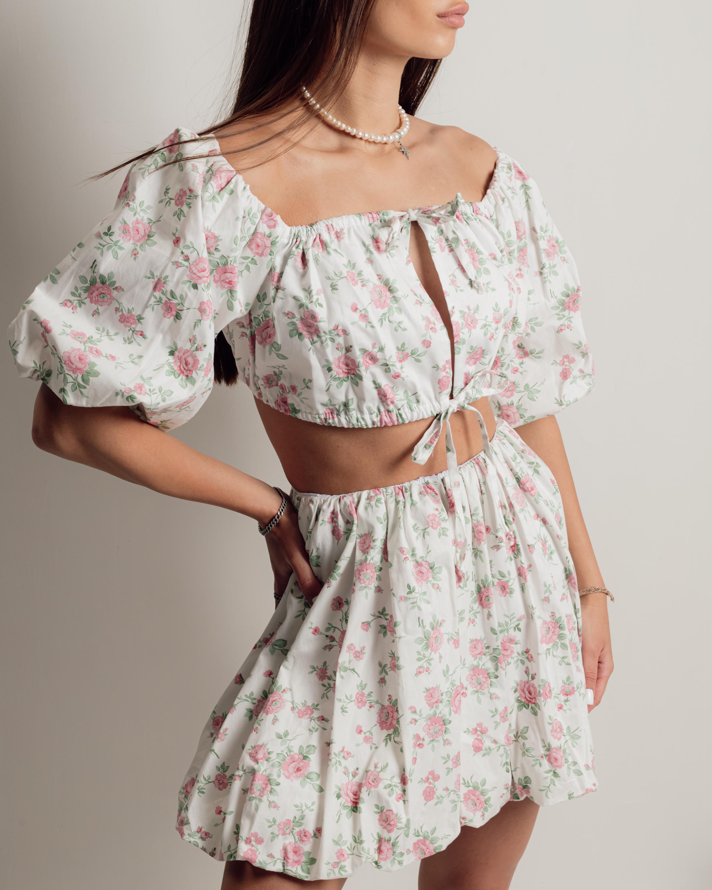 

Women s suit Milirud 549 SL white floral print (top, skirt) S-L