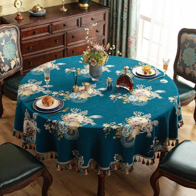 

Стильная жаккардовая цветочная круглая скатерть для обеденного стола, большой маленький журнальный столик, кисточка, вечеринка, украшение для дома 200cm-Round