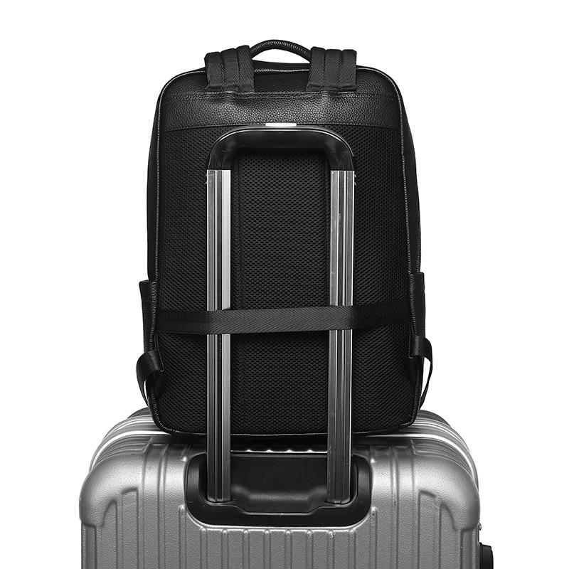 Large Capacity Men's Cowhide Leather Backpack - Casual and Business Travel Shoulder Bag In Fashionable Style