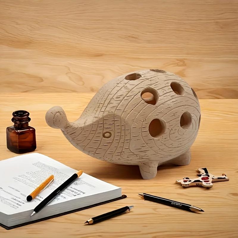1pc Hedgehog-Shaped Resin Pen Holder Organizer - Cute Cartoon Desk Storage with Colorful Pencil Design, Tension-Mounted Lightweight