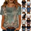Women's Fashionable Casual Round-neck Printed Short-sleeved T-shirt Top