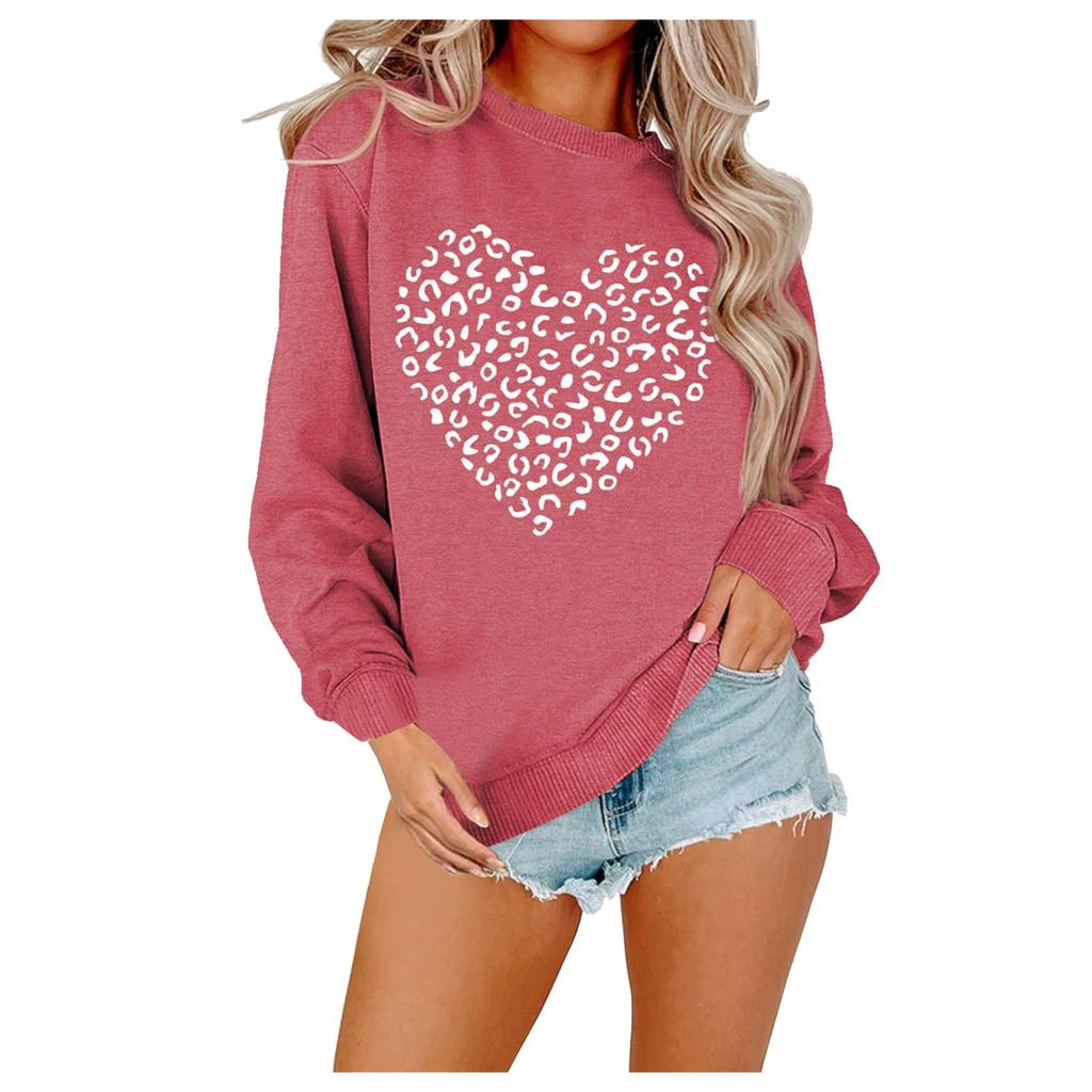 Women's Fashion Casual Valentine's Day Love Printed Large Size Women's Sports Long Sleeve Hoodie