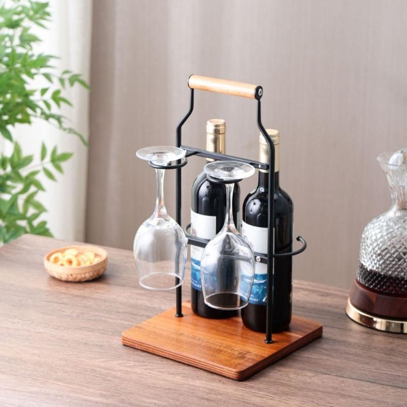 Hanging Wine Cabinet Display Stand Simple High Foot Glass Rack Hanging Glass Holder for Homes Kitchen Restaurant