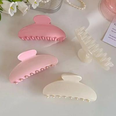 French Solid Color Temperament Semicircle Large Hair Claw Women Elegant Hair Clip Shark Clip Lady Barrette Hair Accessories