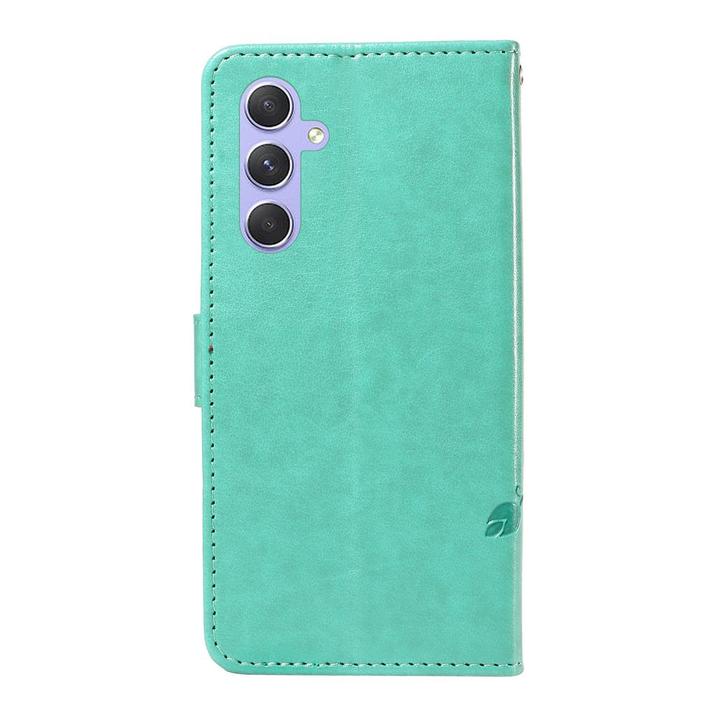For Samsung Galaxy A54 5G PU Leather Cases Flower Pattern Wallet Stand Phone Cover with Strap