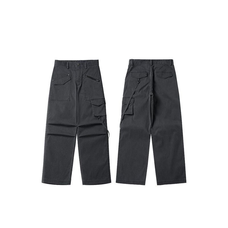 American Street Style Functional Patch Pocket Cargo Pants for Men, 2025 Autumn New Trendy Brand Retro Loose Casual Long Pants