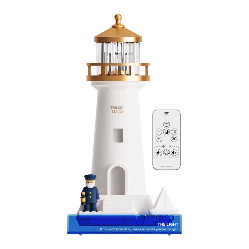Twilight Lighthouse Projector: Bluetooth Speaker, White Noise, Night Light, Human Sensor Desk Lamp