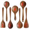 7pcs Thailand Teak Natural Wood Tableware Spoon Ladle Turner Long Rice Colander Soup Skimmer Cooking Spoons Scoop Kitchen Tool Set