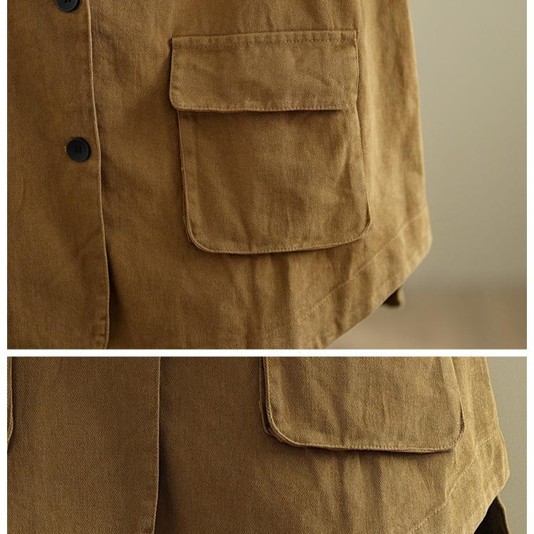 Dimanaf 2025 New Women Coat Solid Jackets Linen Thin Vintage Outerwear Long Sleeve Spring Loose Button Coat