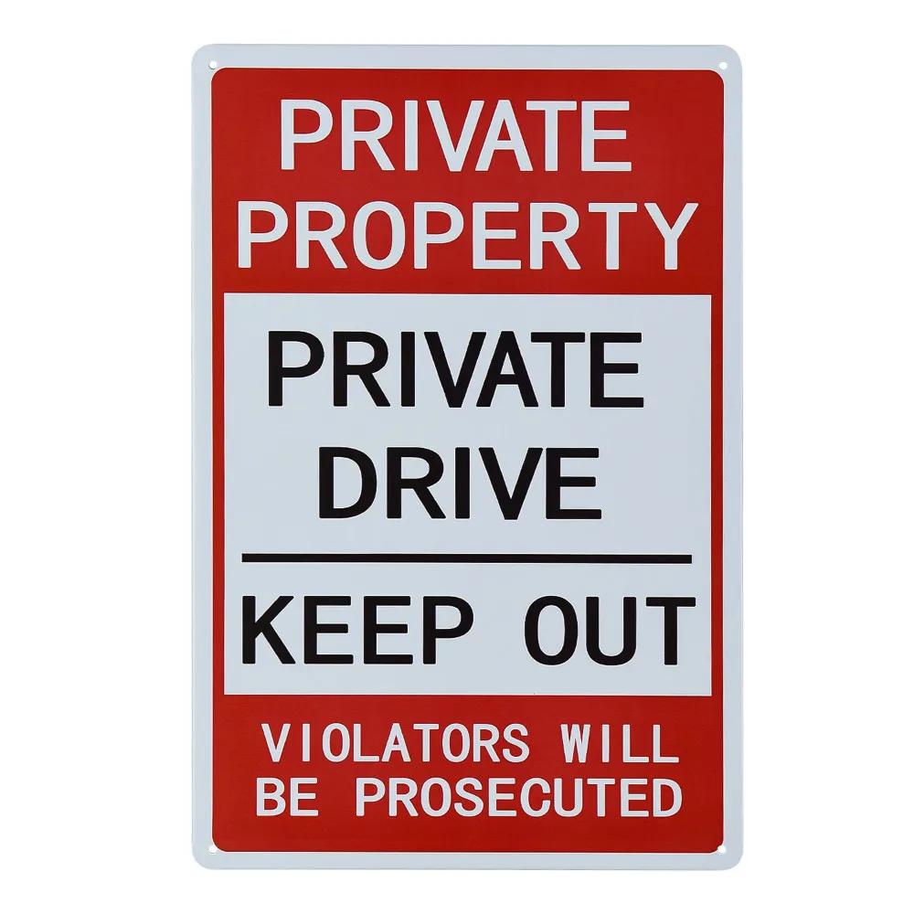 Warning Metal Tin Sign No Parking Sign Private Property No Trespassing Poster  24-Hour Monitoring No Parking Swimming Warning