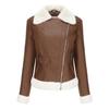Ladies Jacket Fall and Winter Padded Leather Jacket Female Warm Long-sleeved Lapel Coat Commuter Casual Jacket