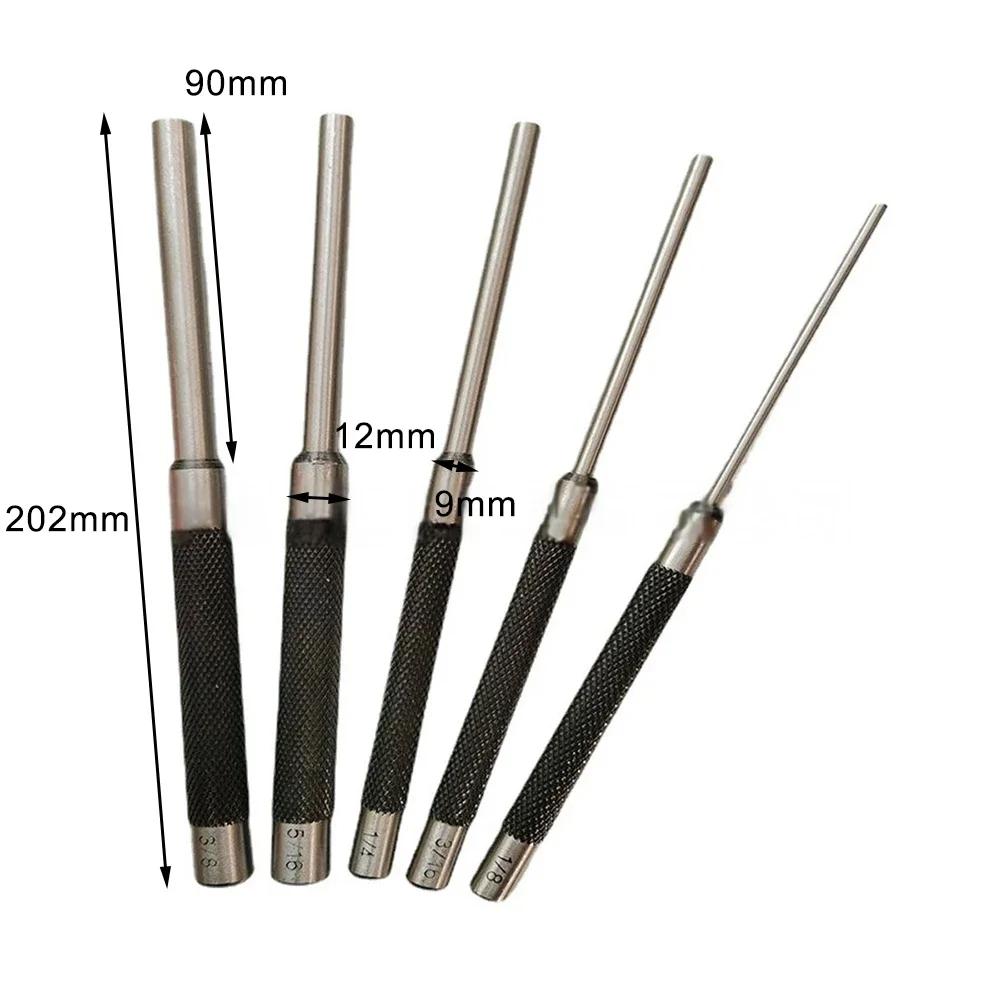 5pcs Pin Punch 8in Long Carbon Steel Pin Punch Set Removing Repair Tool For Jewelers Watchmaker Engineers Carpenters
