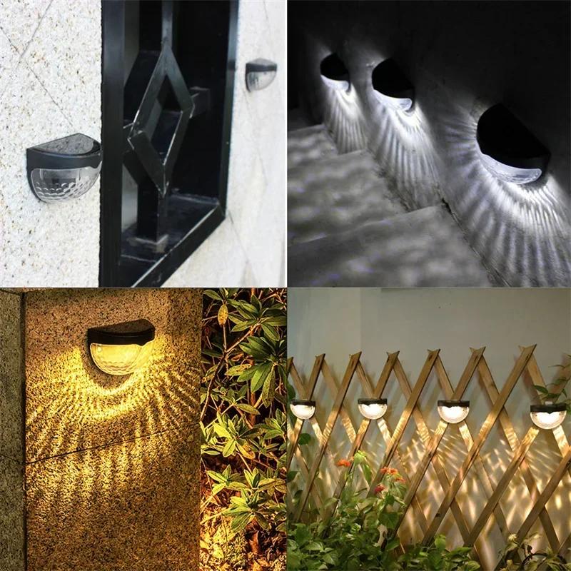 2/4 Pack LED Solar Fence Lights Outdoor Waterproof Wall Lights Corrugated Lights for Fence Terrace Garden Path Decorative Lights