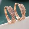 Luxurious Sparking Inlaid Synthetic Zircon Golden Plated Hoop Earrings Women  Exquisite Daily Wedding Jewelry Accessories