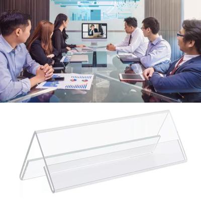 5Pcs Business Card Holder Double Sided Transparent V Shaped Base Name Card Holder for Party Meeting Wedding
