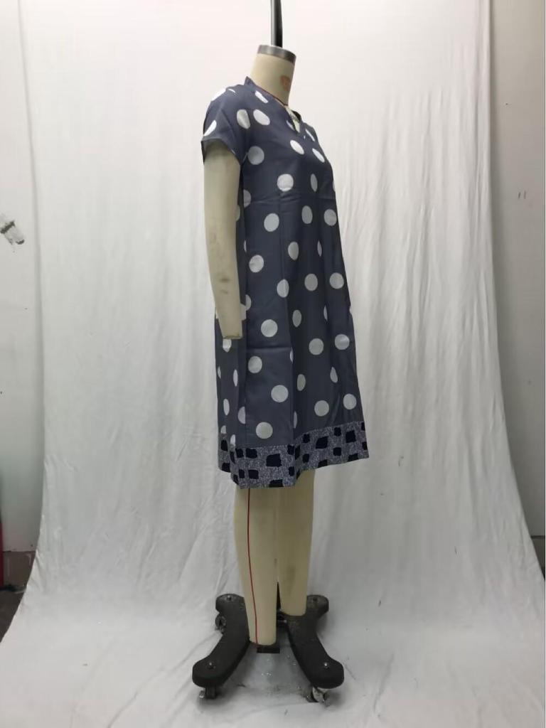 2025 Spring/Summer Polka Dot V-Neck Midi Dress - European & American Women's Fashion