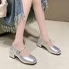 Fashion Mary Janes Women's Spring 2025 New Korean Style Slip-On Square Head Thick Heel Medium Heel Buckle Trendy Match Single Shoes