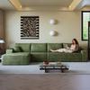 Sofá Modular de Esquina sin Brazos de 340 cm, con Chaise Longue en Forma de L, con Asiento Profundo, No Requiere Montaje, Sofás de Compresión para Sala de Estar, Verde