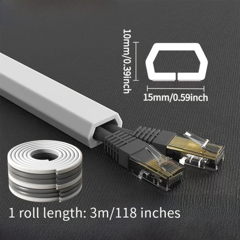 1PC 3M Canaleta para Cable de Suelo Auto-adhesiva Anti-extrusión Curva Protector de Cableado de Extensión de Alimentación Organizador de Cables para Hogar y Exterior