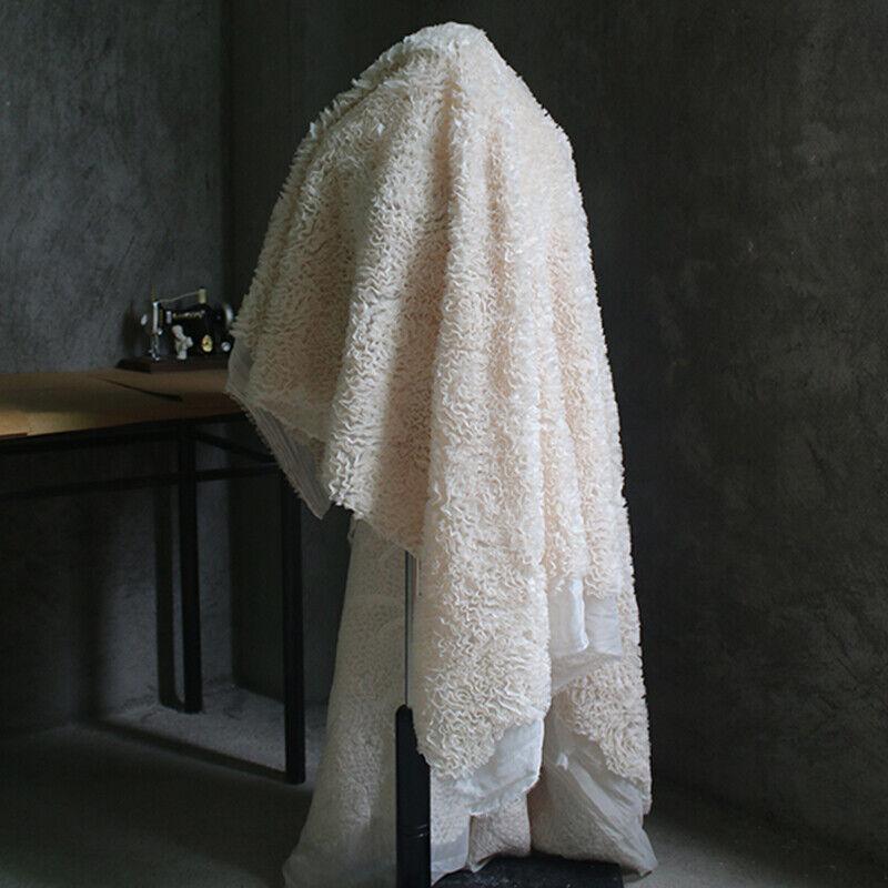 3D Apricot Relief Jacquard Fabric Embossed Textured Silhouette Dress Diy Sewing Skirt Clothing Designer Material By The Meter