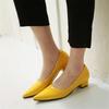 Fashion Low Heels Elegant Women's Pumps Shoes Casual Candy Yellow Blue Red Nude Short Heeled Office Wedding Dress Shoes Ladies