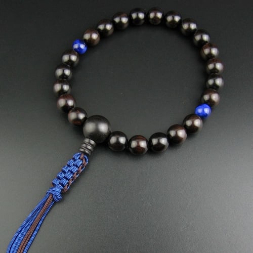 WONDERFUL LOTUS Myorenka (Myorenka) Buddhist Prayer Beads for Men, Jodo Shinshu Buddhist Prayer Beads, 22 Beads, Ebony, Two-Color Tassel, Buddhist Alt