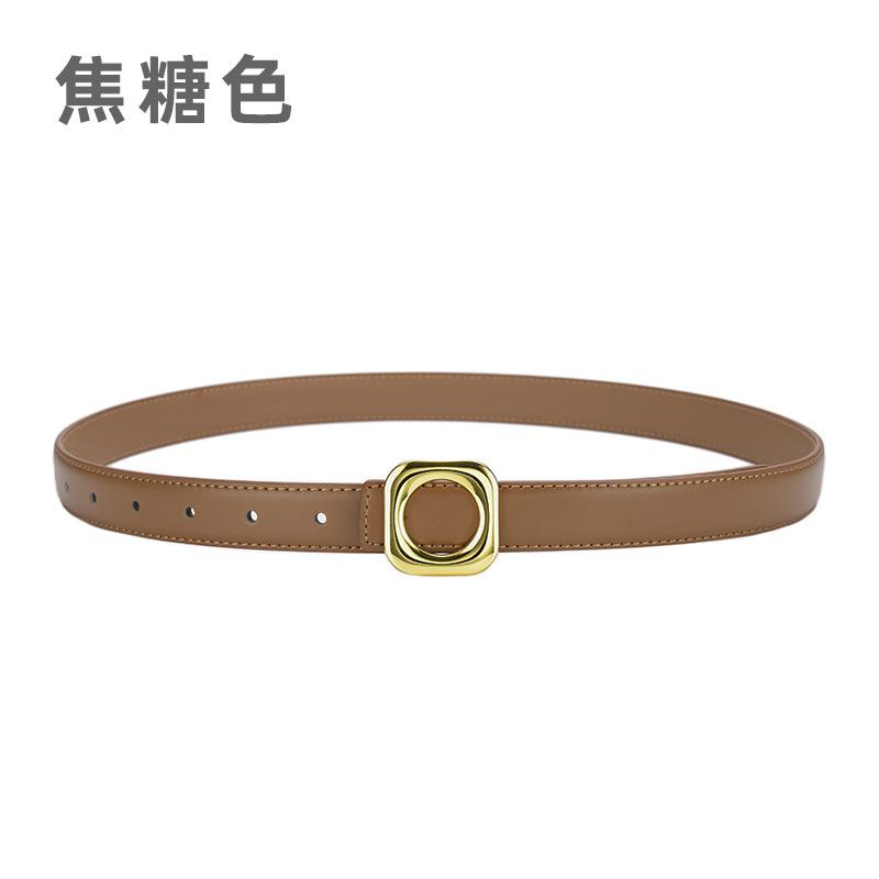 Four Seasons Available Belts Women'S Fashion Versatile Trendy Decoration Suit Leather Thin Belt Square Buckle Leather Ins Style Jeans Belt