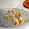 Modische mehrschichtige Metalltextur verdrehte Knoten Ohrstecker für Damen Edelstahl Goldfarbe Ohrring Vintage Schmuck Geschenk