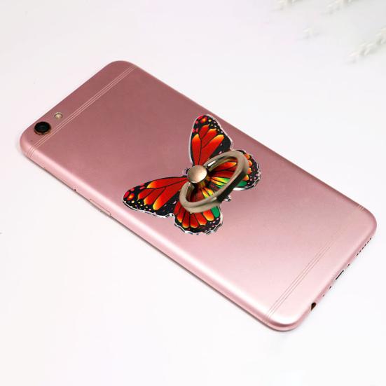 Smooth Edge 360 Degree Free Rotation Self-Adhesive Finger Ring Holder Colorful Butterflies