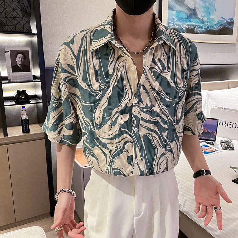 Fashionable Brand Casual Design Short-sleeved Floral Shirt Men's Summer New Fashionable Inch Shirt Men's Shirt