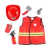 6pcs Washable Kid Fireman Costume for Boys,Girls,Toddlers,and Children with Complete Firefighter Accessories Pretend Toy
