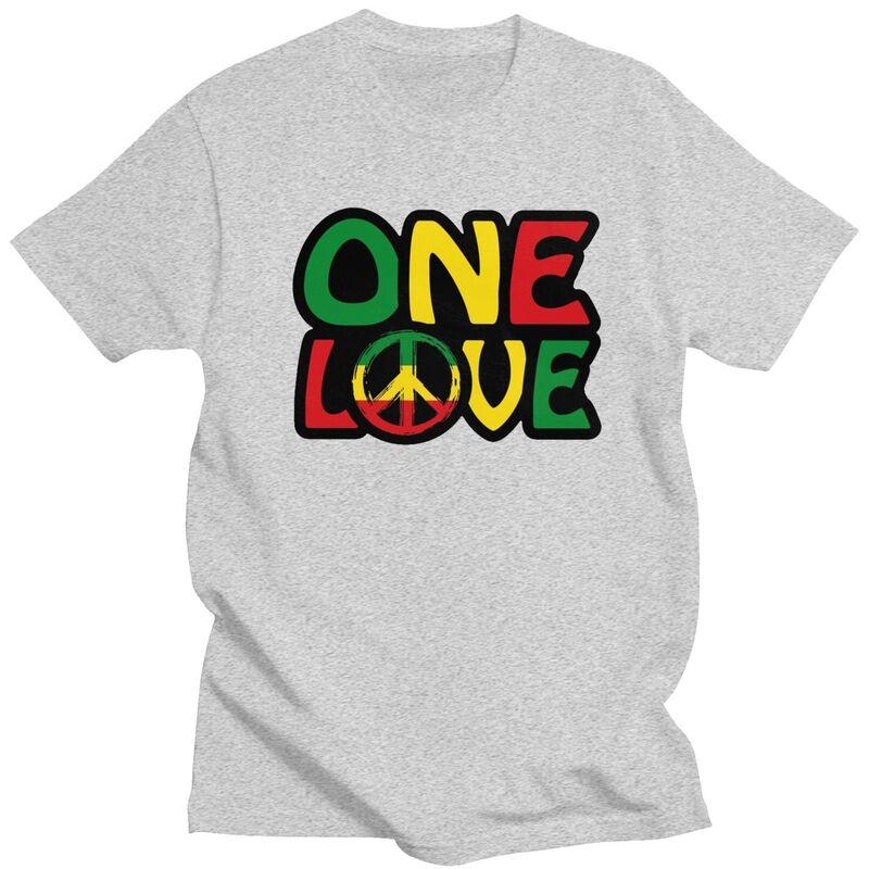 Custom ONE LOVE With Peace Symbol T Shirt for Men Tshirt Casual Tees Jamaican Reggae Tshirt Clothing