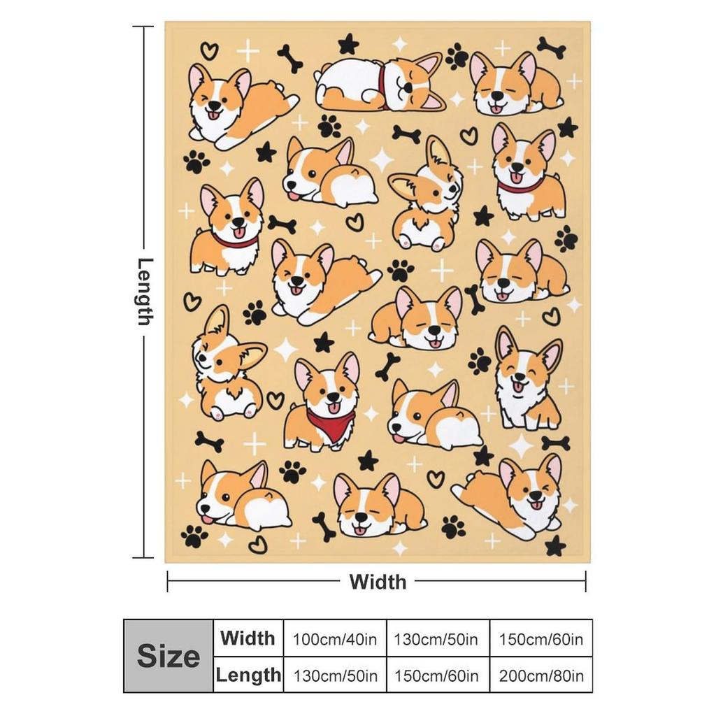 Süße Corgi Decke Welpenmuster Bettwäsche Super Weiche Leichte Flanelldecke