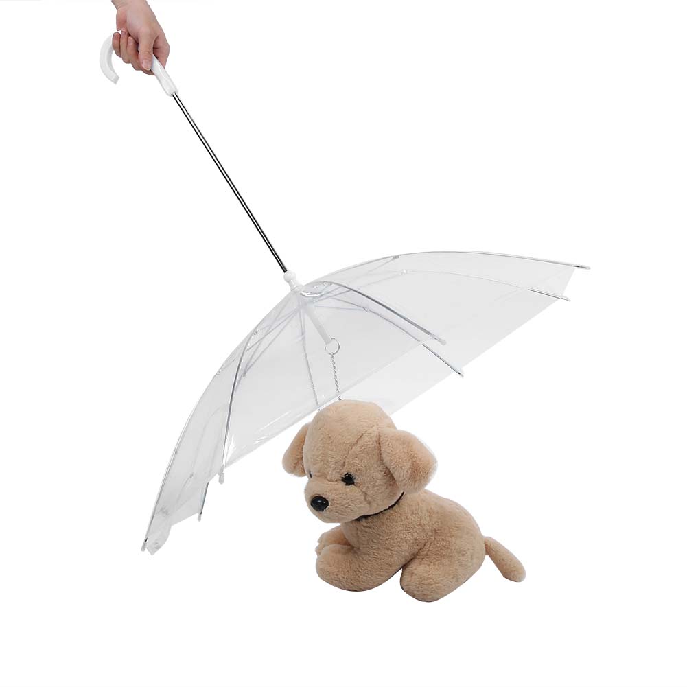 Innovative Pet Umbrella Dog Cat Umbrella with Pulling Cable Chain for Rain Walking UseTransparent