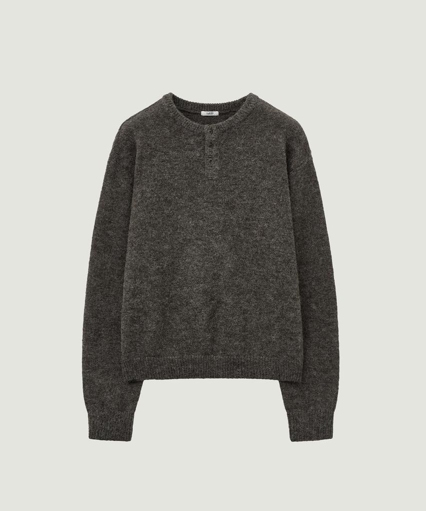 LMOOD Pablo Brushed Mohair Wool Henley Neck Knit (3 Colors)
