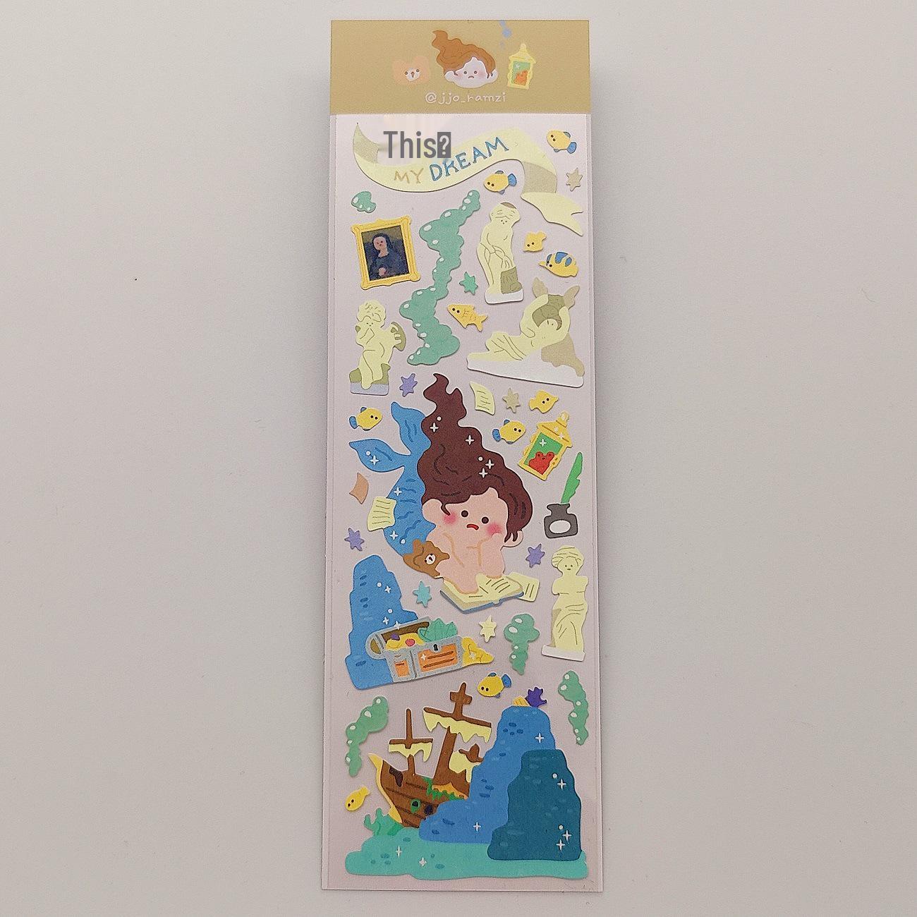 Korean Jioramzi Glitter Star Girl Stickers - DIY Journal Decoration Set