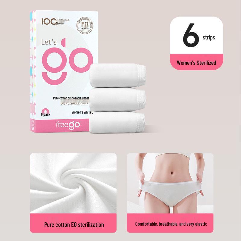 Freego Women's Disposable Pure Cotton Underwear - Two-Pack, In Stock