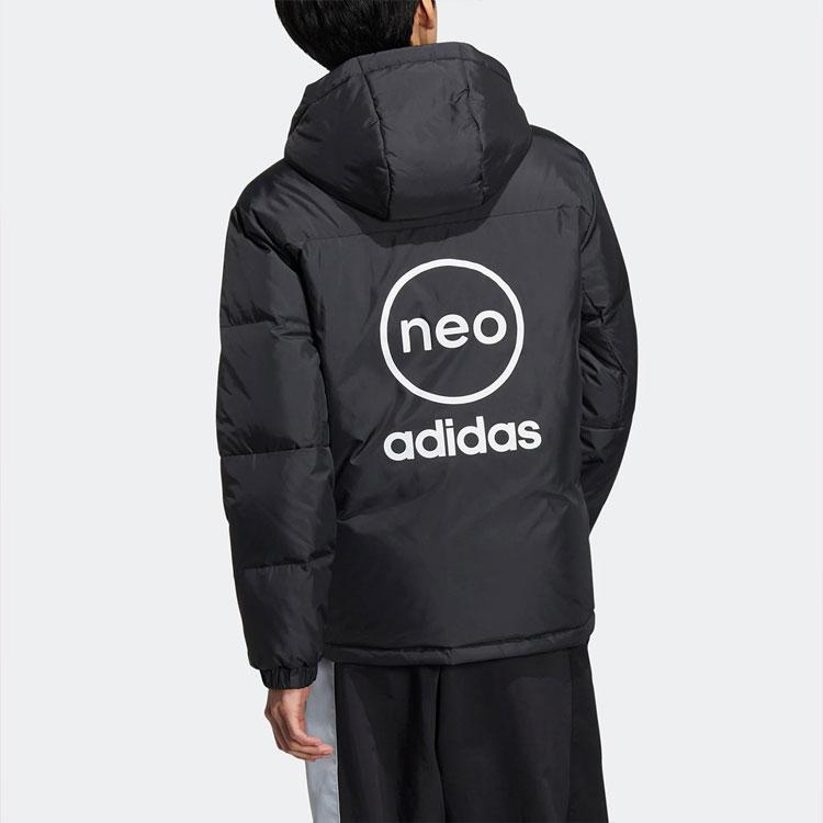 adidas Giacca Neo Essential con Logo Stampato sul Retro e Cappuccio con Zip Capospalla Unisex Nero HN0709