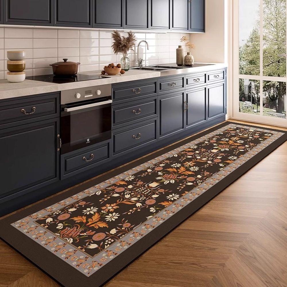 Corridor Long Carpet American Retro Style Restaurant Kitchen Water-Absorbent, Dirt-Resistant And Easy-To-Clean Floor Mat