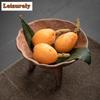 Handmade Coarse Pottery Tripodia Pot Bearing Holder Retro Dry Brew Table Tea Tray Fruit Snack Plate Teaware Supplies Decoration