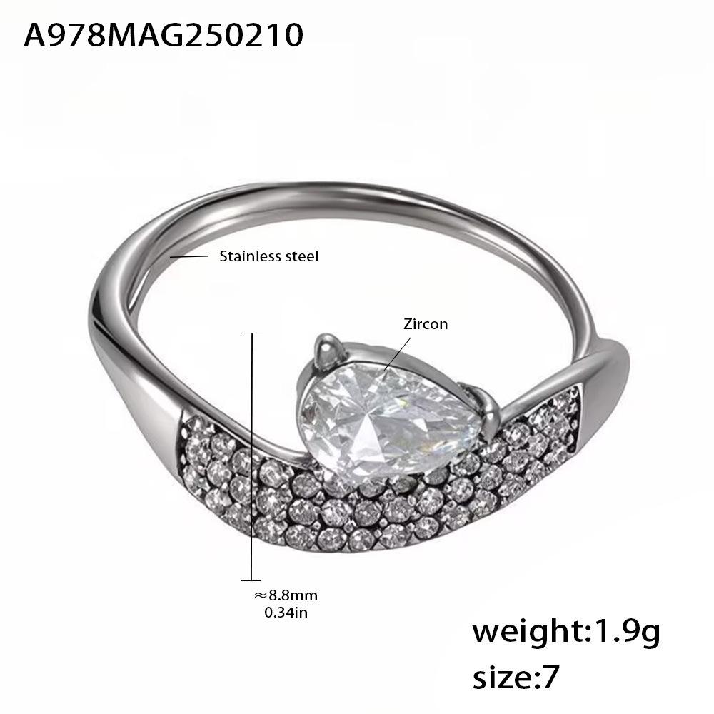 Qiong Yao s Full Diamond Adjustable Zirconia Titanium Steel Ring, 18k Gold Plated