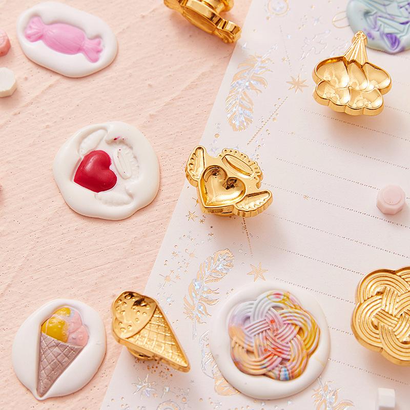 20 Kinds of Design Seal Copper Head Creative Handmade DIY Round Shaped Enamel Wax Grain Seal Relief Seal Art Series Supplies