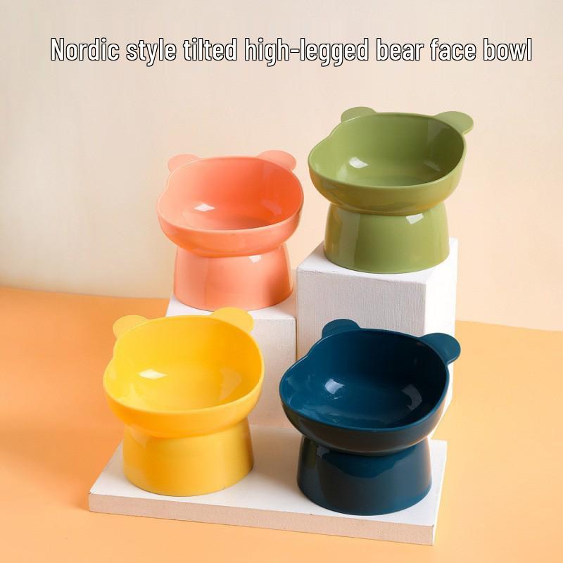 Tilted Cat & Dog Bowl - Protects Pet's Cervical Spine, High-Legged Design for Easy Feeding