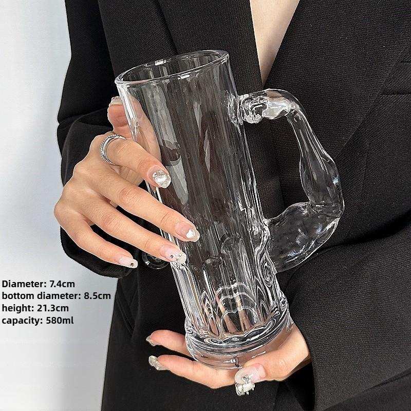 Hercules Beker Matglas met Handvat Glas Grote Capaciteit Transparante Sapbeker Niche Hoge Uitstraling Huis Creatief Bierglas