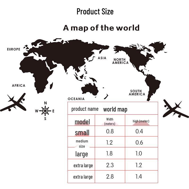 Acrylic 3D Stereo Wall Sticker for Living Room TV Background, M70-Map Design