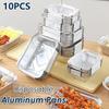 10 buc. Tavă dreptunghiulară din folie de aluminiu, neaderentă, 130/410/700/750ml, Hârtie pentru friteuză cu aer, Recipient/Bol de unică folosință pentru alimente