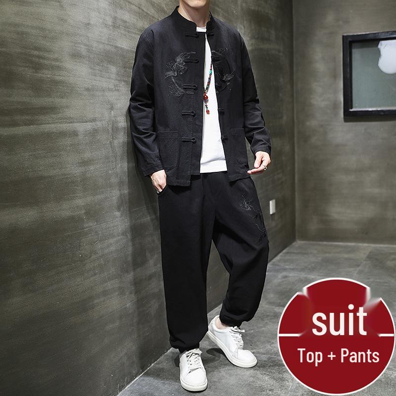 Spring and Autumn Chinese Hanfu Set: Men's Daoist Robe, Zhongshan and Tang Suit Inspired Outerwear