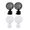 2Pcs Rustproof Curtain Rod End Intricate Hollow Out Iron Window Drapery Rails End Caps For Apartment House Decors