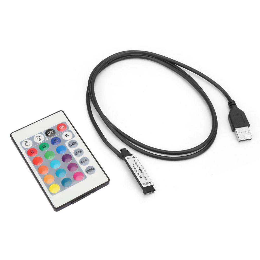 5V 24 Key RGB LED Light Strip Wireless Remote Control USB 6A Lamp Effect IR Controller